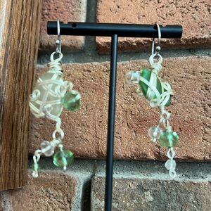 Beach Glass/Silver Wire Earrings